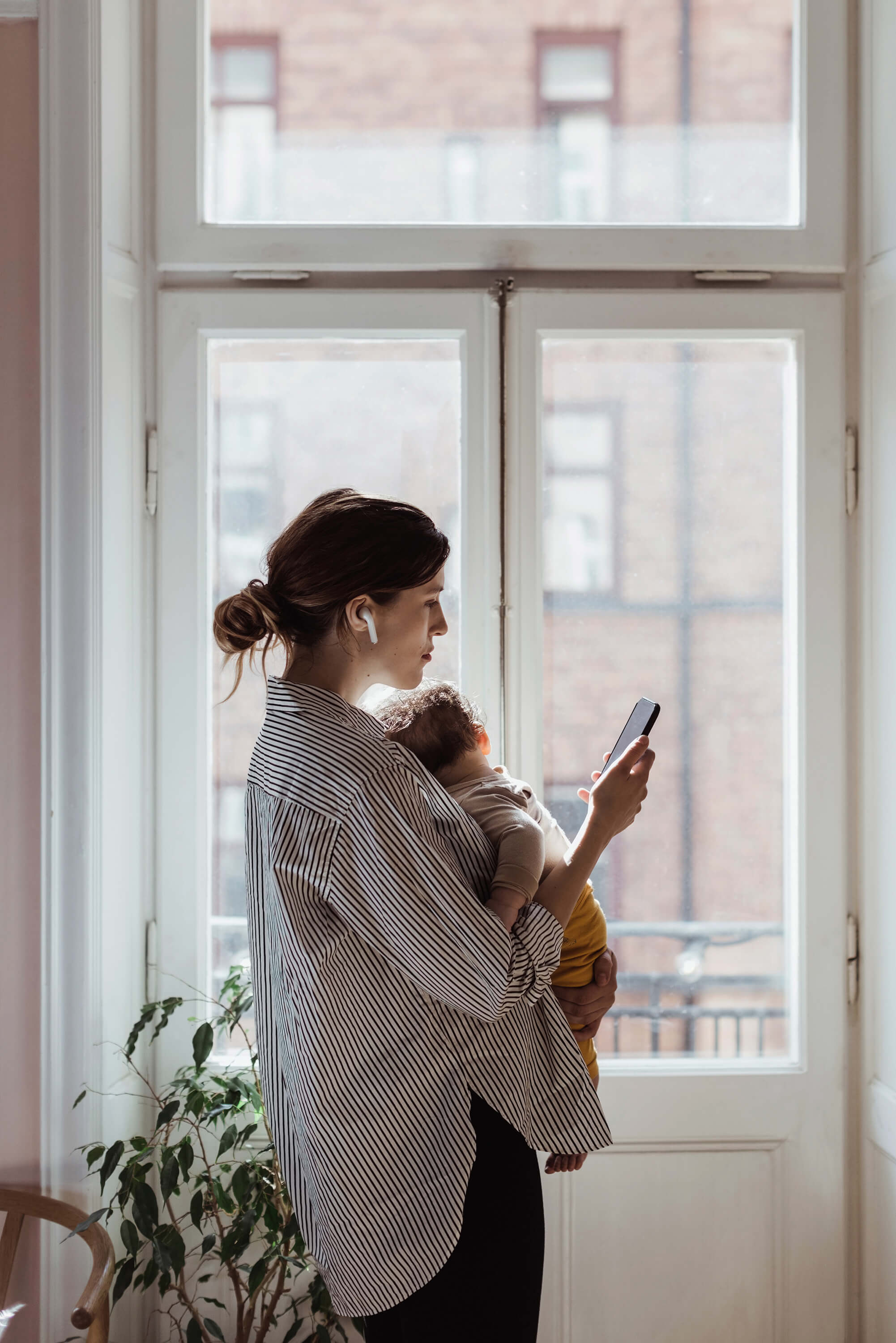 Woman caring for child